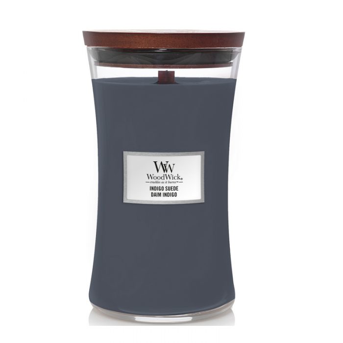 Woodwick Indigo Suede Large Candle Geurkaars